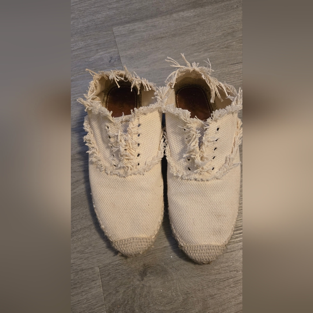 Ralph Laurence Frayed Canvas Slip-On Shoes